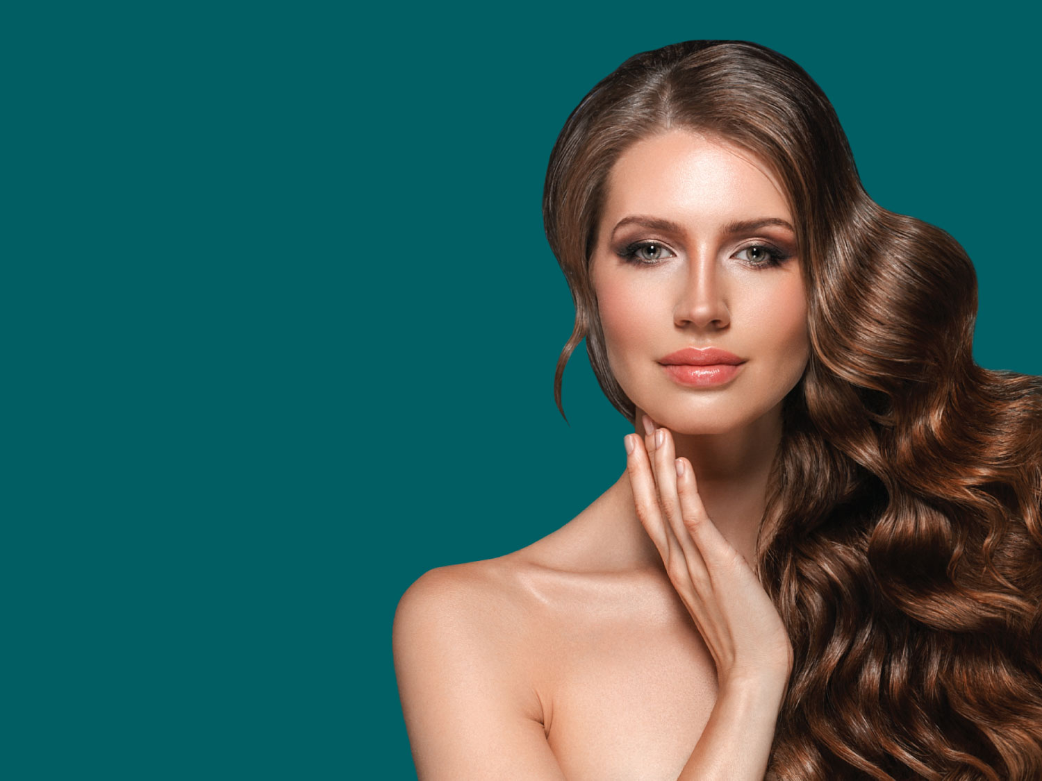 Luminology Aesthetics Clinic - A beautiful woman on a teal background