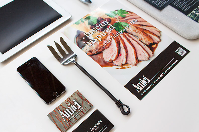 Amici and Bombolini Restaurant Business Cards and Flyers