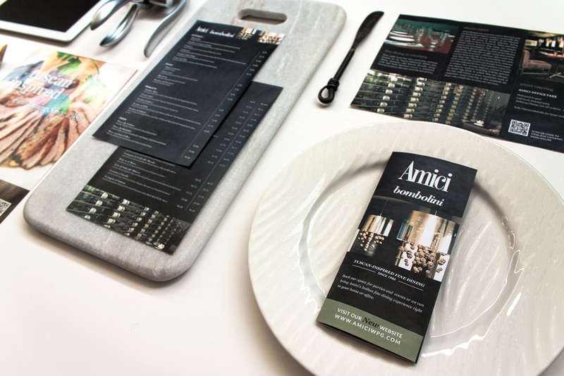 Amici and Bombolini Restaurant Brochures, Rack Cards